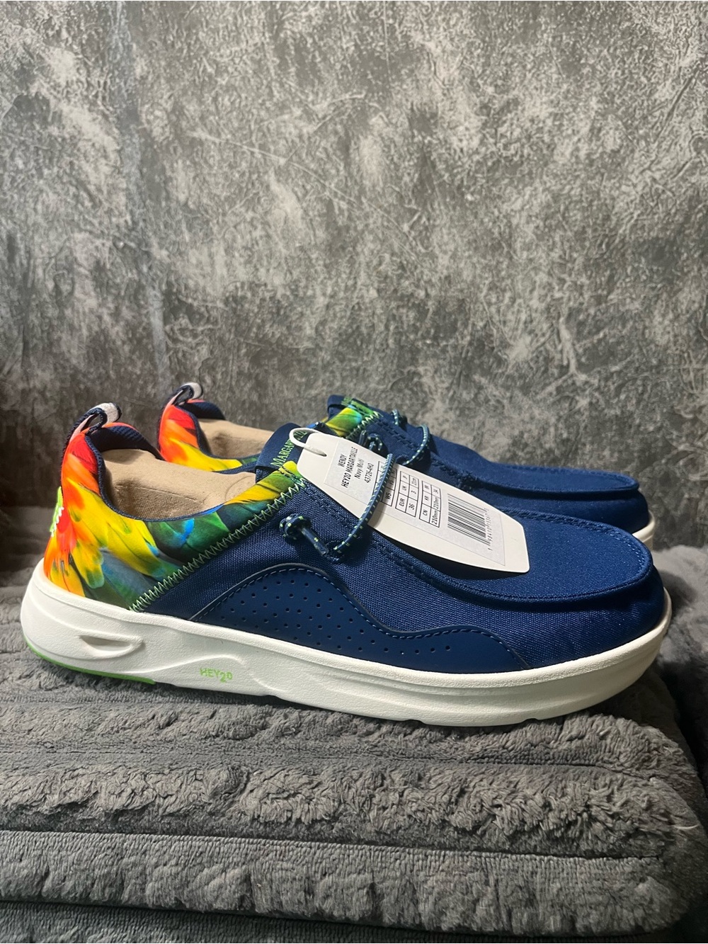 Hey Dude Women's Navy Slip-On Flats with Tie-Dye Heel margaritaville